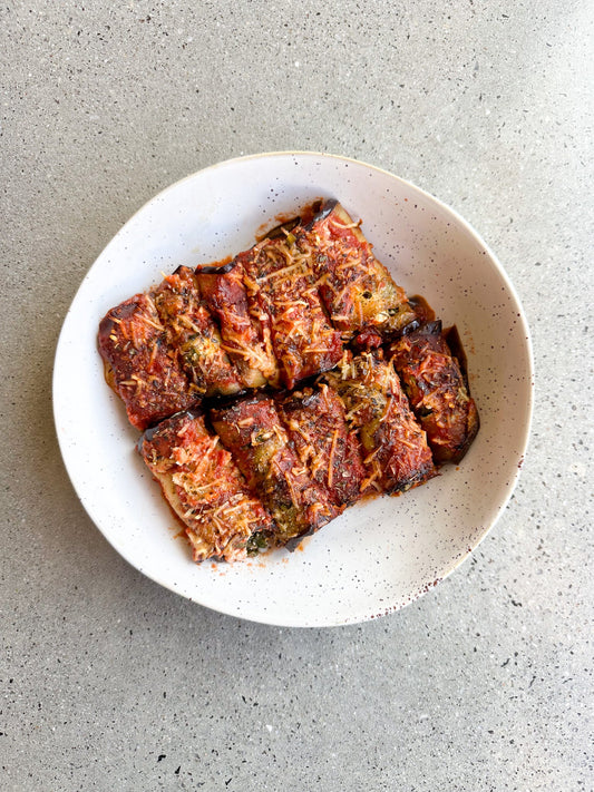 eggplant tomato and cheese rollups