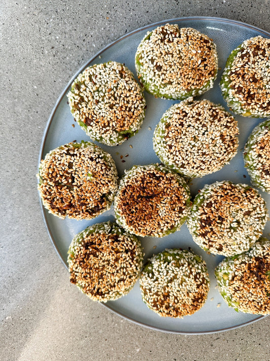green pea and chickpea falafels